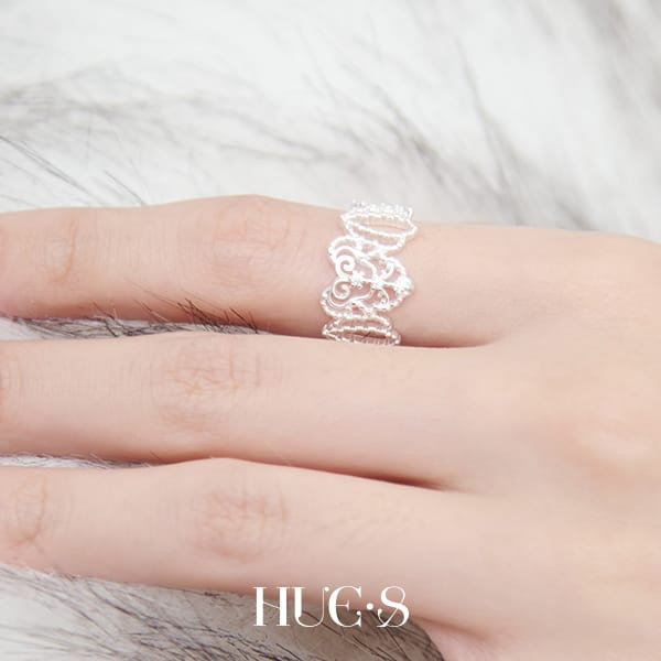 蝶紋鋯石可調戒 S925純銀 