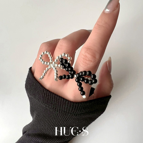 銀珠蝴蝶結戒指 S925純銀 