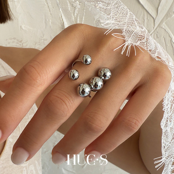 時髦大小圓球戒指 316鋼飾 