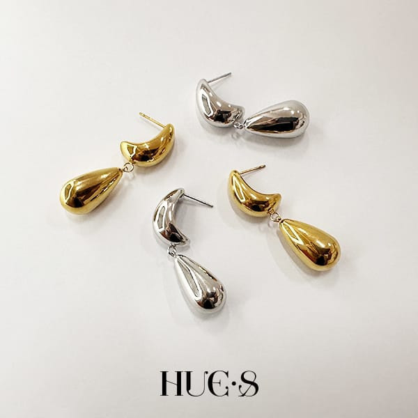 漣漪水滴造型耳扣 316鋼飾 