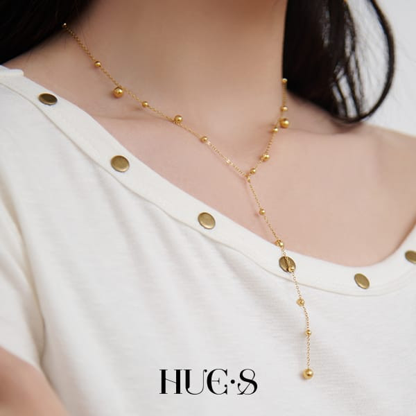 Y字圓珠垂墜項鍊 316鋼飾 