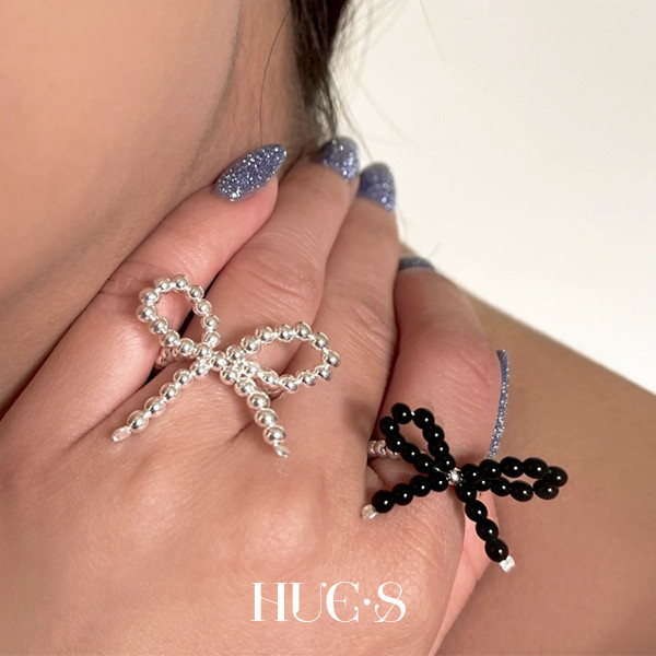 銀珠蝴蝶結戒指 S925純銀 