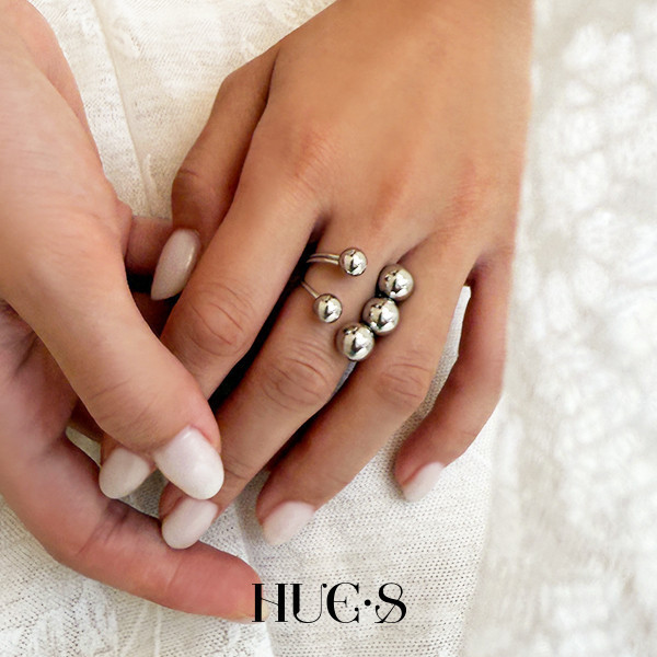 時髦大小圓球戒指 316鋼飾 