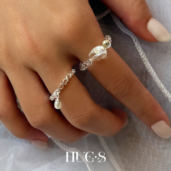 珍珠吊墜心型環戒指 S925純銀 