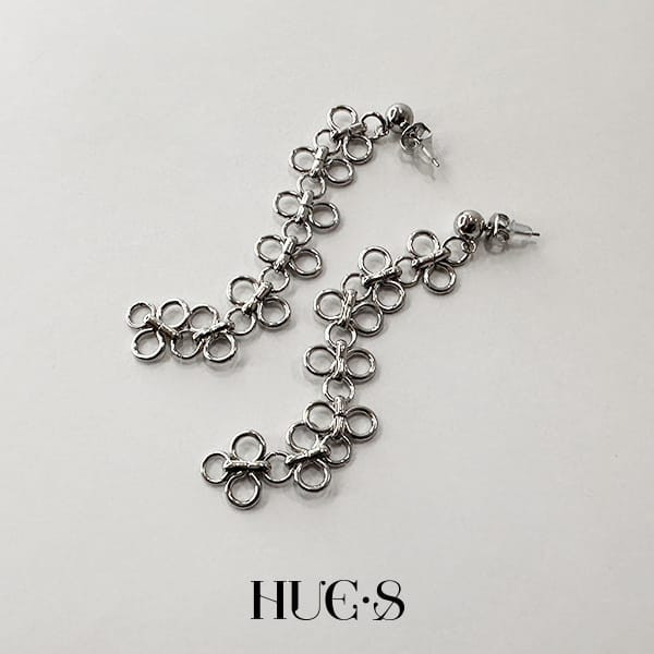 鍊式花環長耳環 316鋼飾 