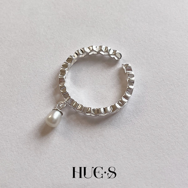 珍珠吊墜心型環戒指 S925純銀 