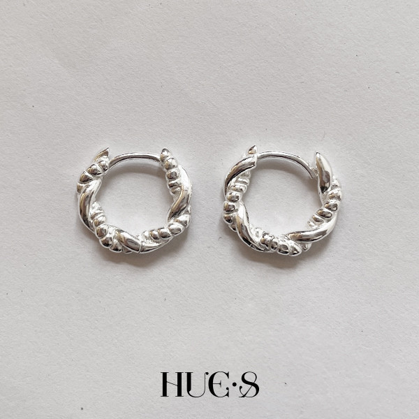編織圈扭結耳環 S925純銀 