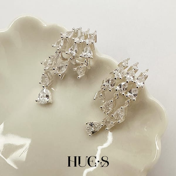 幾何鋯石垂墜耳環 S925純銀 