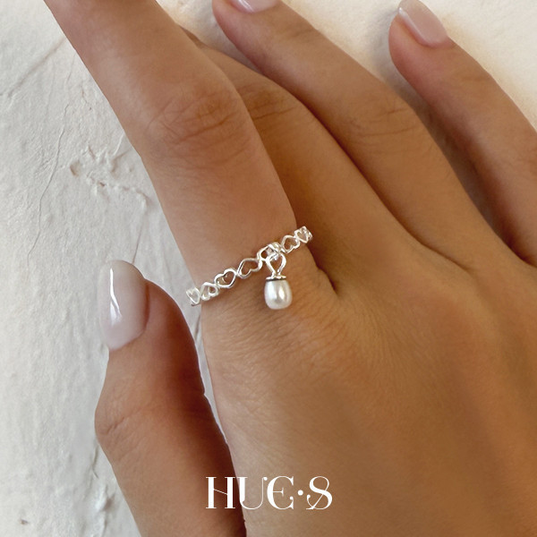 珍珠吊墜心型環戒指 S925純銀 