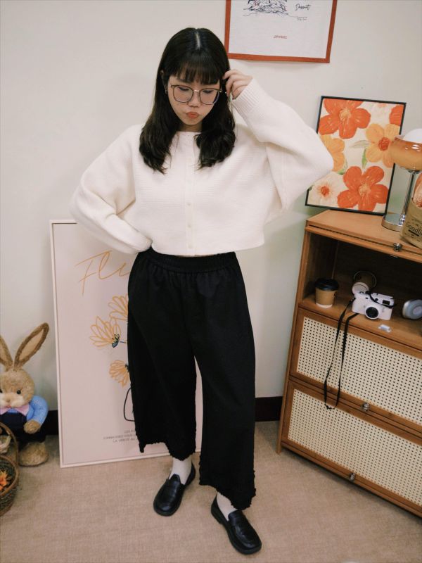 自在工時斜紋花邊褲 