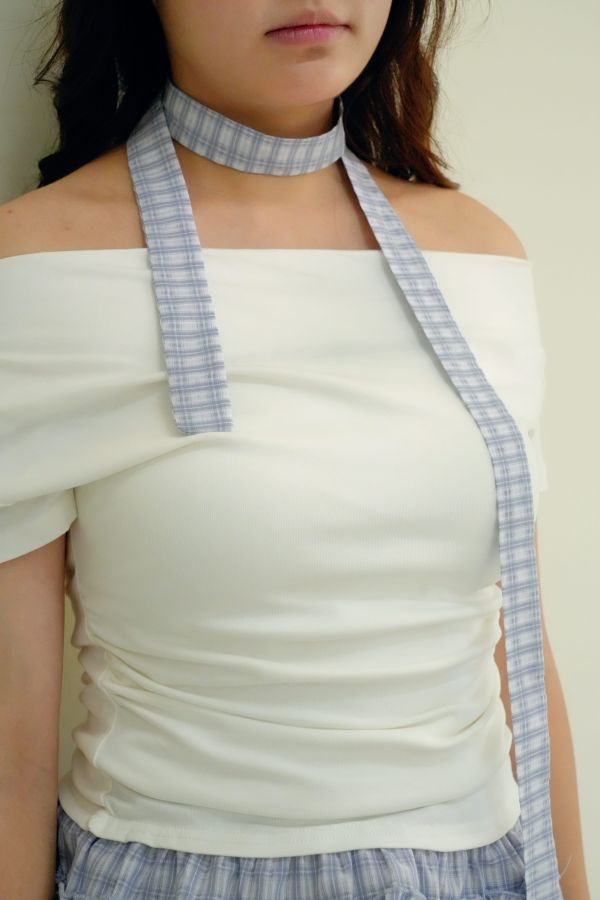 柔感棉質撞格上衣 撞格設計上衣、舒適親膚上衣、日常百搭上衣