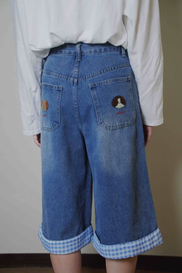 萌趣拼布七分褲 