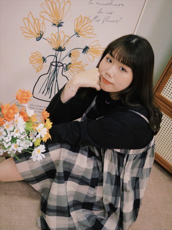 格子學院吊帶裙 