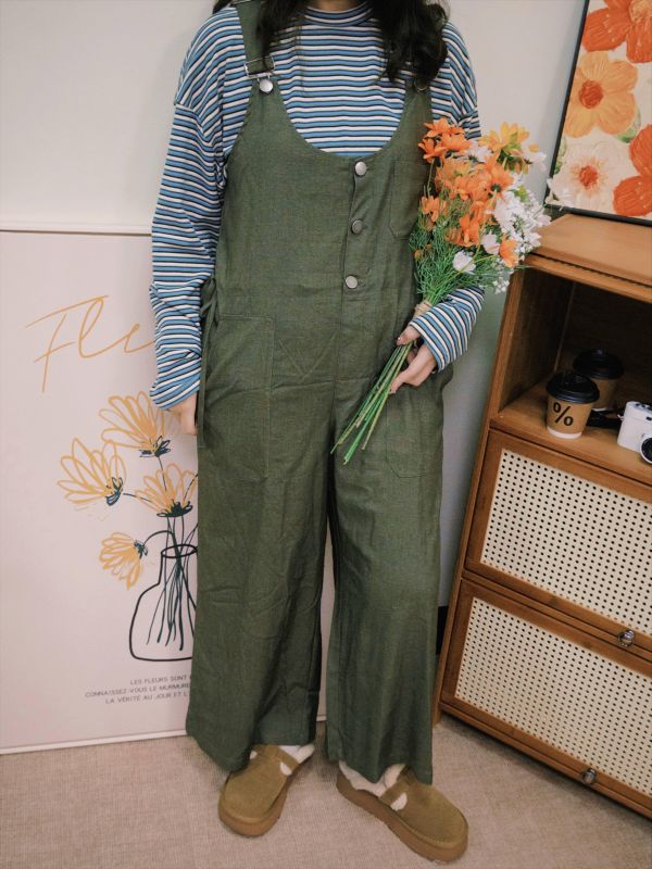 輕鬆自在抽腰背帶褲 