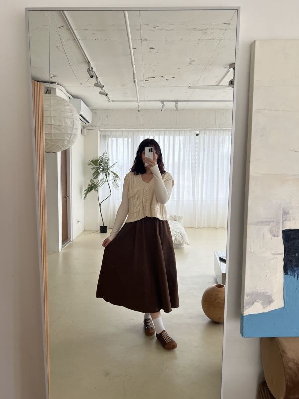 純棉好好搭A字裙 純棉A字裙、好好搭A字裙、半身裙、秋冬女裙、百搭裙、舒適裙、日常裙、通勤裙、女裙、長裙、針織搭配裙、休閒裙