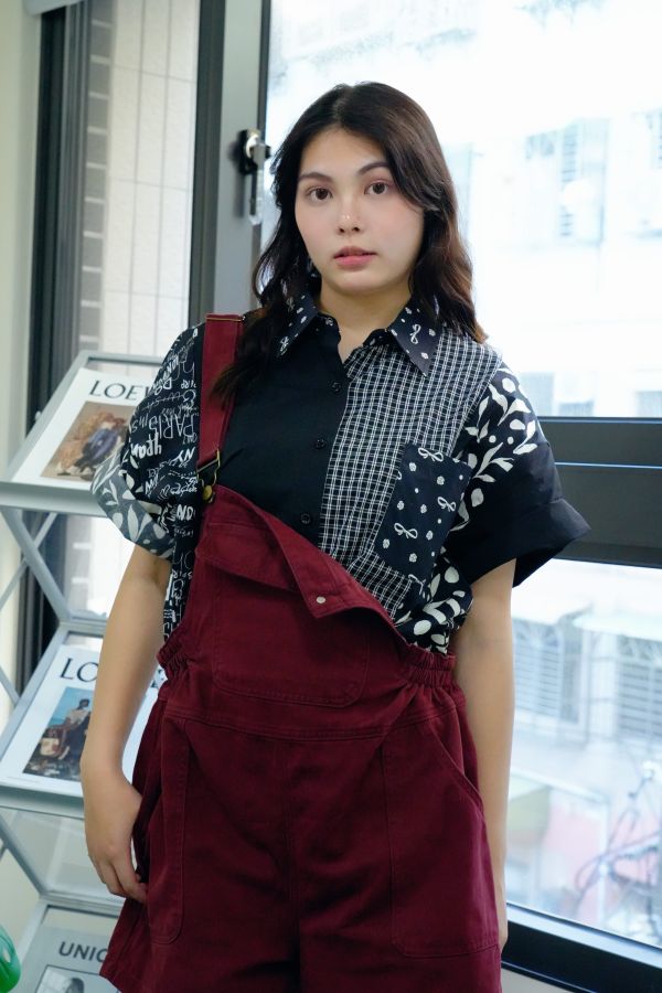 長款拼拼襯衫 拼接長版襯衫、女生文青襯衫推薦、撞色設計襯衫、長版罩衫穿搭、不挑身形襯衫、層次感穿搭單品、文青風長襯衫