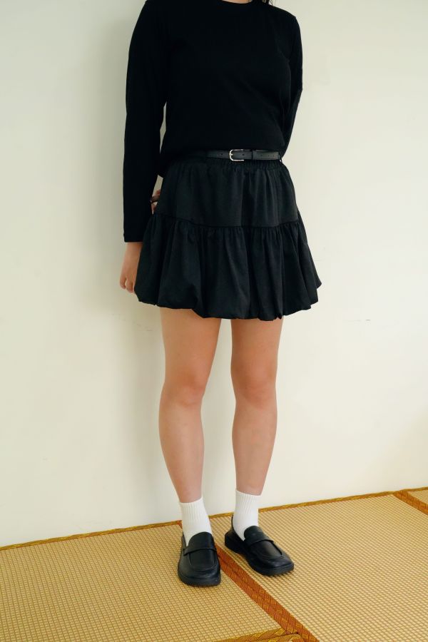 心動花苞系列 花苞裙, 安全褲裙, 黑灰白裙, 百搭裙, 日常裙, 女生裙款, 舒適裙, 內搭安全褲, 氣質裙, 甜美裙