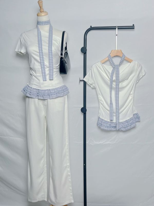 柔感棉質撞格上衣 撞格設計上衣、舒適親膚上衣、日常百搭上衣