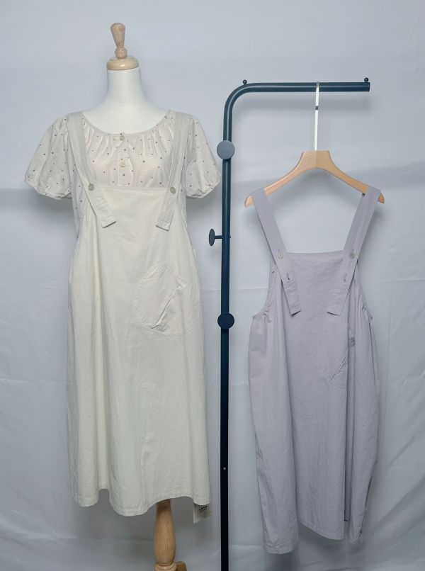 夏日午後純棉吊帶裙 文青吊帶裙、日系女裝、夏日穿搭推薦、森林系穿搭、女裝吊帶裙