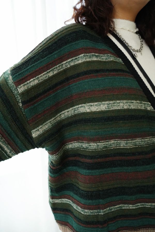 民族風綁帶條紋外套 民族風外套、綁帶外套、條紋針織外套、羊毛混紡外套、設計款針織、文青風外套、秋冬外套、民族風條紋、針織開襟外套、特色外套