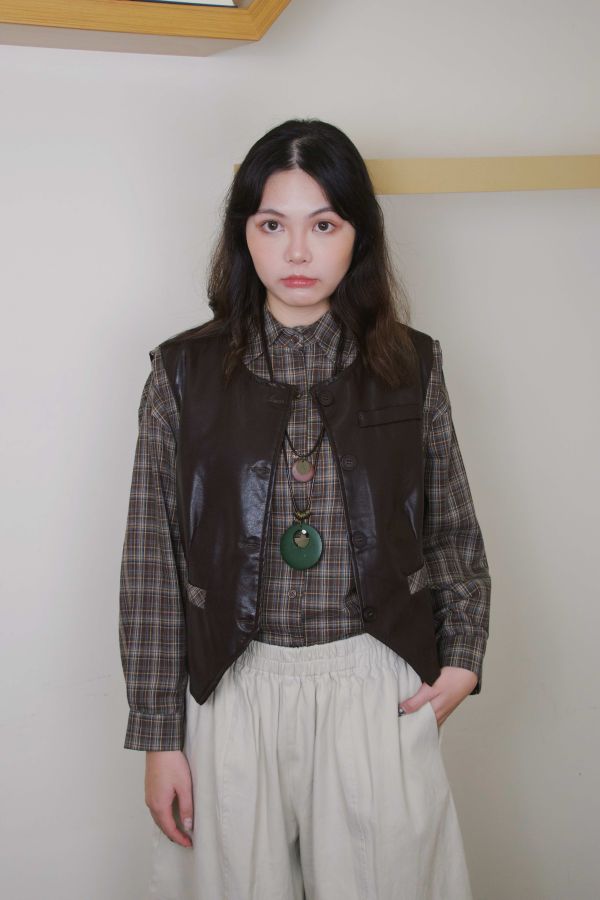 酷感時髦皮襯兩件套 