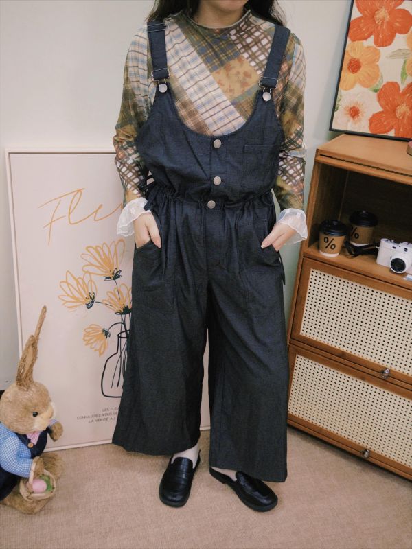 輕鬆自在抽腰背帶褲 