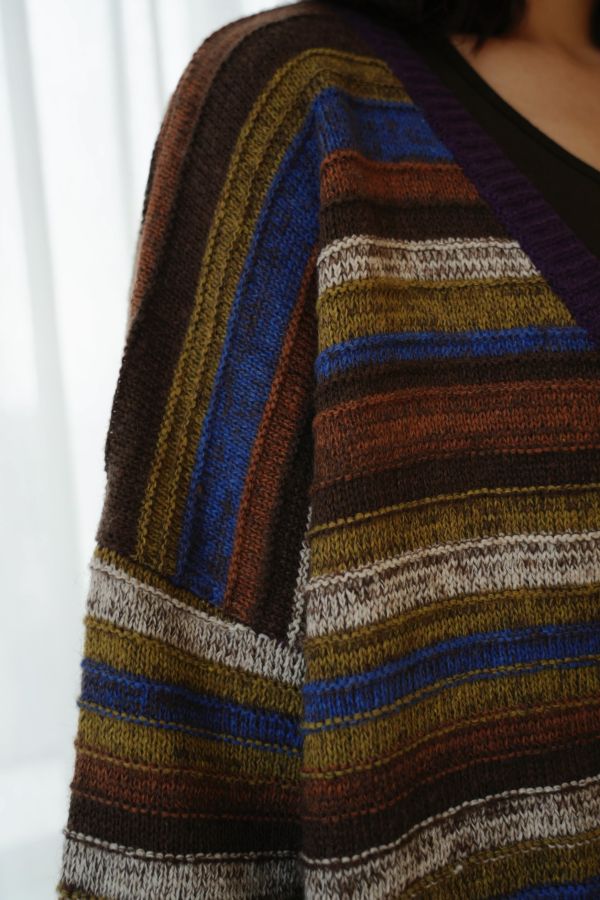 民族風綁帶條紋外套 民族風外套、綁帶外套、條紋針織外套、羊毛混紡外套、設計款針織、文青風外套、秋冬外套、民族風條紋、針織開襟外套、特色外套