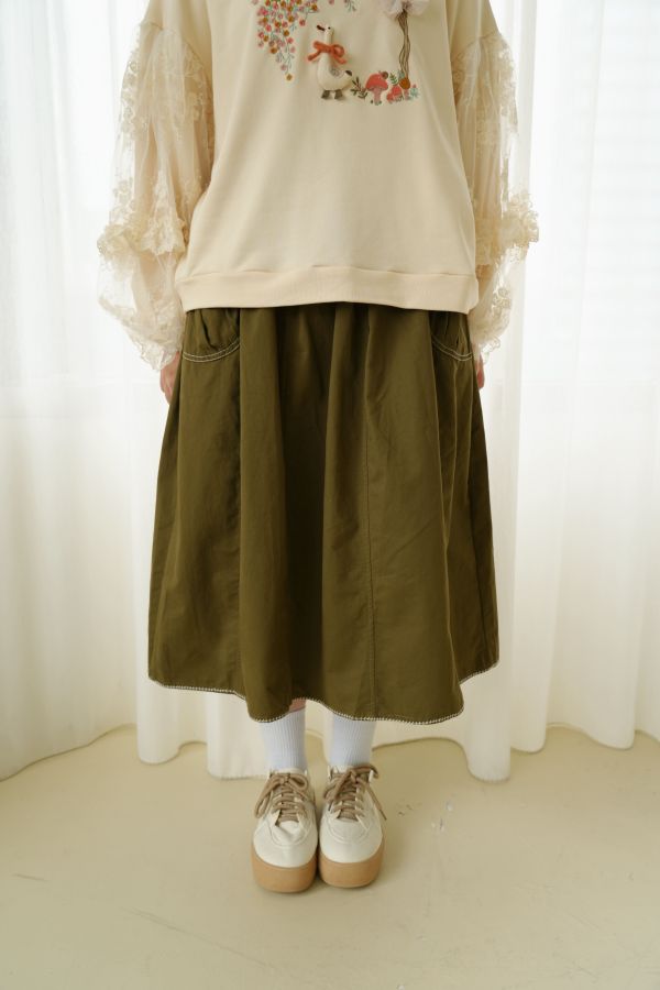 明線滾邊日系A字裙 A字裙、日系裙款、棉質裙、百搭裙、明線滾邊裙、氣質裙、日系穿搭、女裝裙、甜美裙款、通勤裙