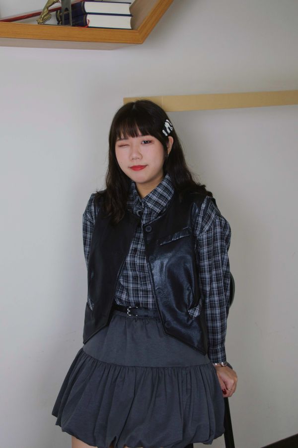 酷感時髦皮襯兩件套 