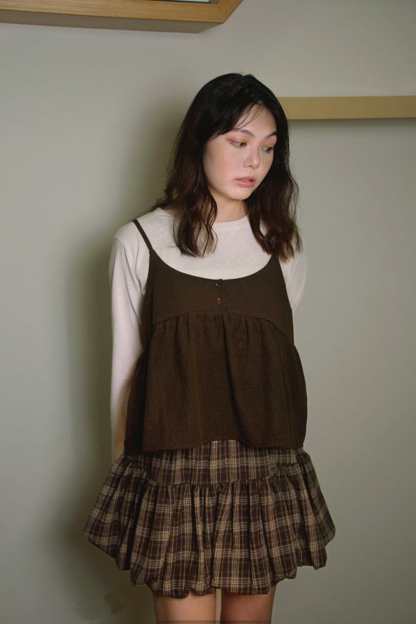 學院花苞格紋裙 