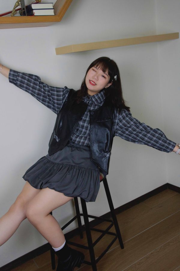 酷感時髦皮襯兩件套 