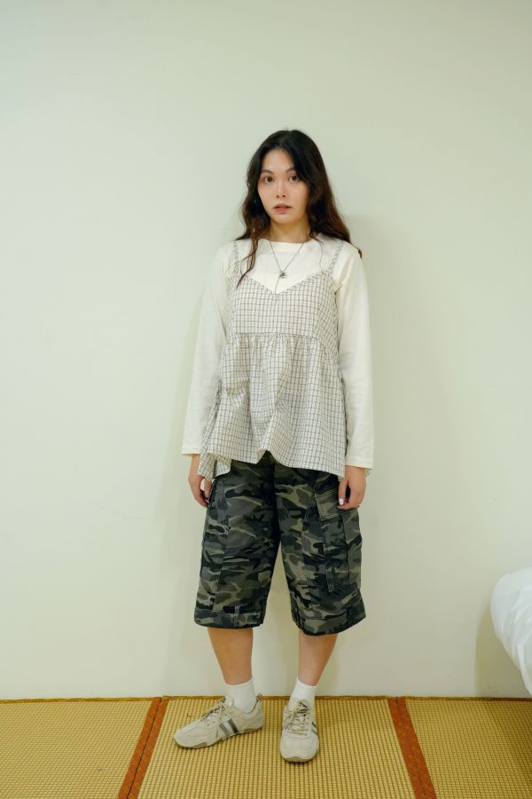 好感日常格子套裝 格子套裝, 棉質套裝, 長袖打底套裝, 吊帶外搭套裝, 百搭套裝, 日常套裝, 女生休閒裝, 舒適套裝, 悠閒套裝, 居家外出套裝