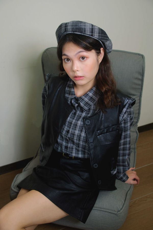 酷感時髦皮襯兩件套 