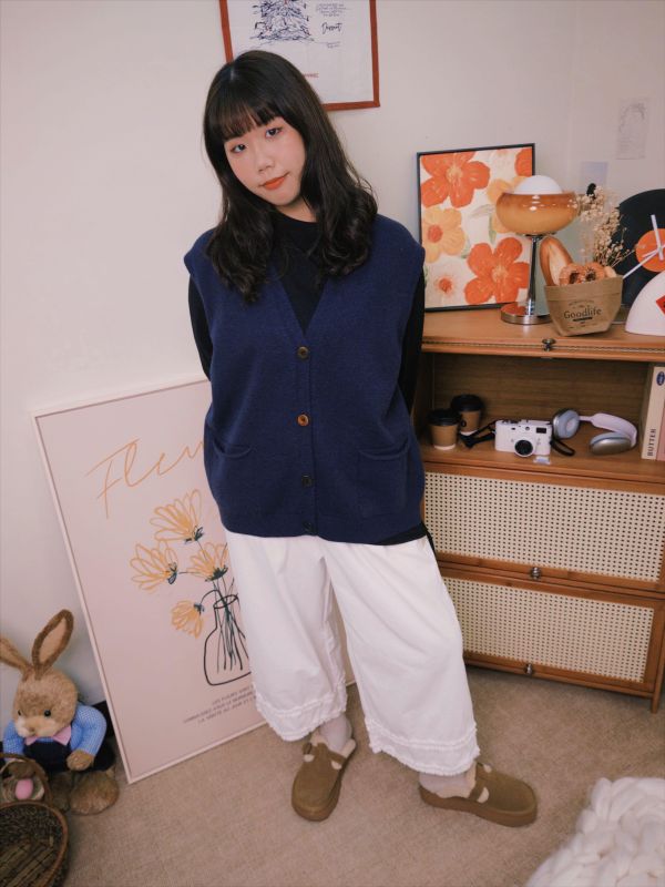 自在工時斜紋花邊褲 