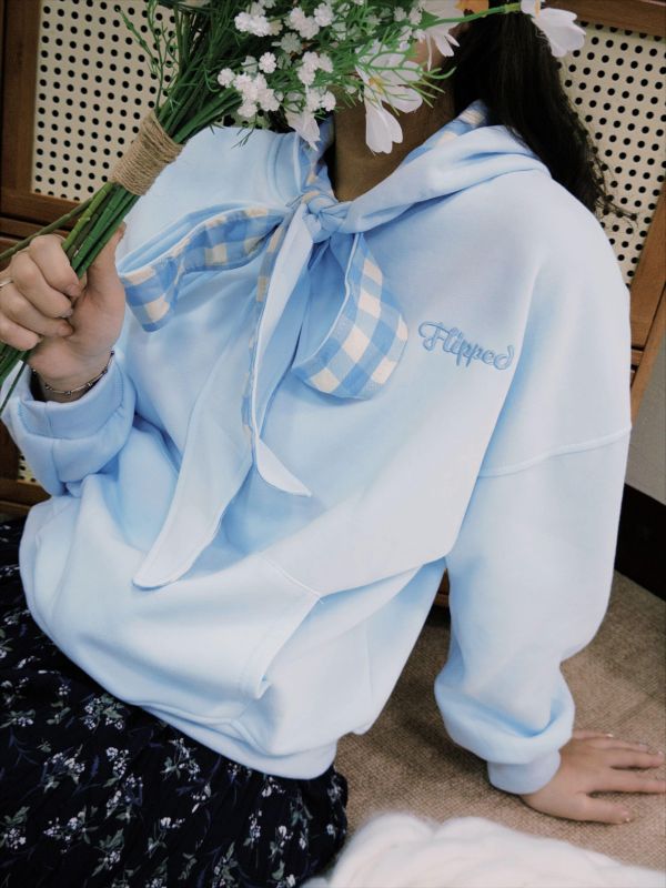 格紋綁帶可愛層次帽Ｔ 