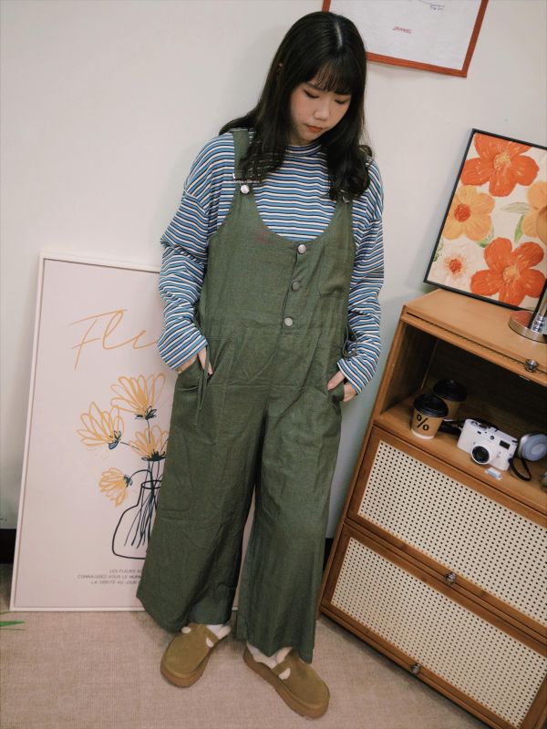 輕鬆自在抽腰背帶褲 