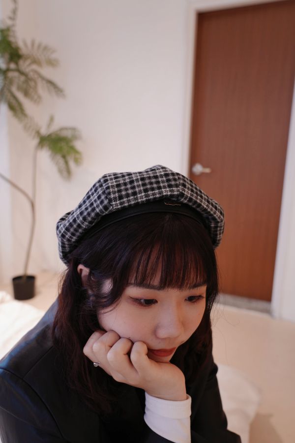 格紋貝蕾帽 格紋貝蕾帽、法式貝蕾帽、秋冬帽、保暖帽、百搭帽、格紋帽子、時尚帽、文青帽、女士帽、秋冬穿搭配件、質感帽款、造型帽