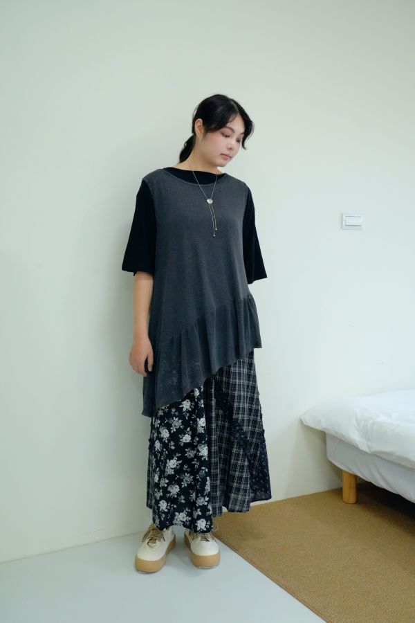 暮色拼花裙 拼接長裙、文藝風裙子、氣質長裙推薦、女生拼花裙、日常穿搭裙子、飄逸感裙款、拼布風格裙子