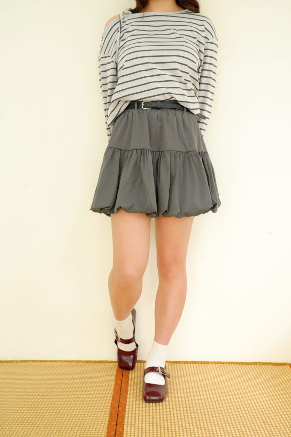 心動花苞系列 花苞裙, 安全褲裙, 黑灰白裙, 百搭裙, 日常裙, 女生裙款, 舒適裙, 內搭安全褲, 氣質裙, 甜美裙