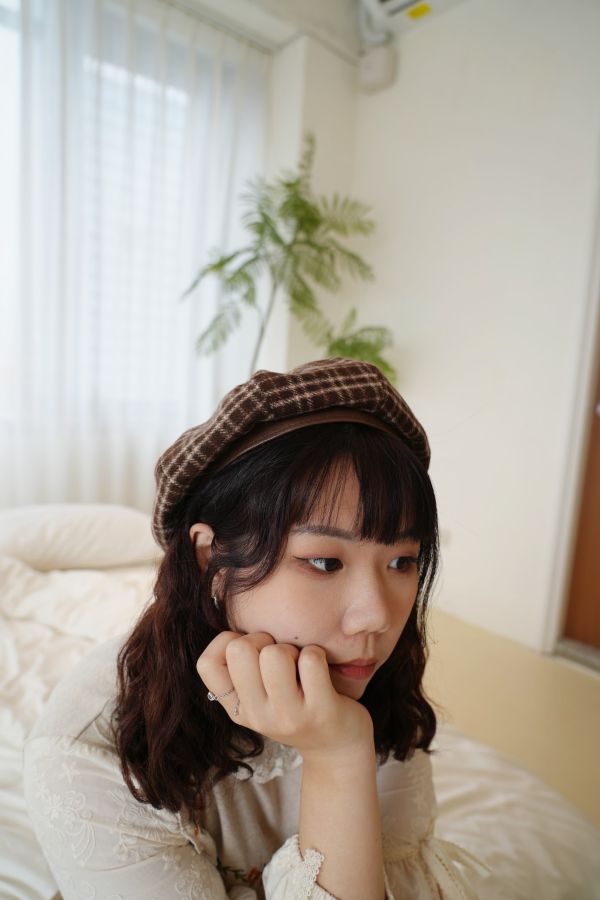 格紋貝蕾帽 格紋貝蕾帽、法式貝蕾帽、秋冬帽、保暖帽、百搭帽、格紋帽子、時尚帽、文青帽、女士帽、秋冬穿搭配件、質感帽款、造型帽