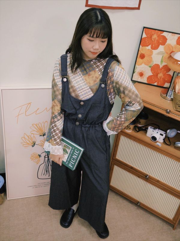 輕鬆自在抽腰背帶褲 