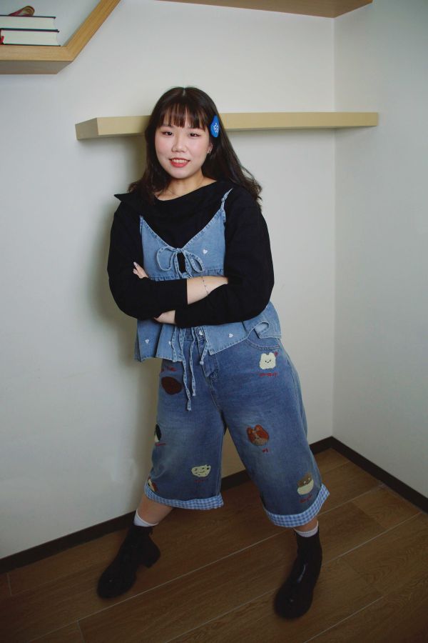 萌趣拼布七分褲 