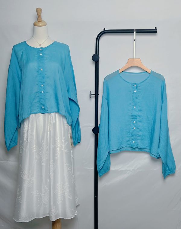 天絲苧麻薄外套 天絲苧麻薄外套、夏季防曬外套、親膚天絲外搭、苧麻外套女款、自然風罩衫、薄款長袖外套、百搭輕外套女