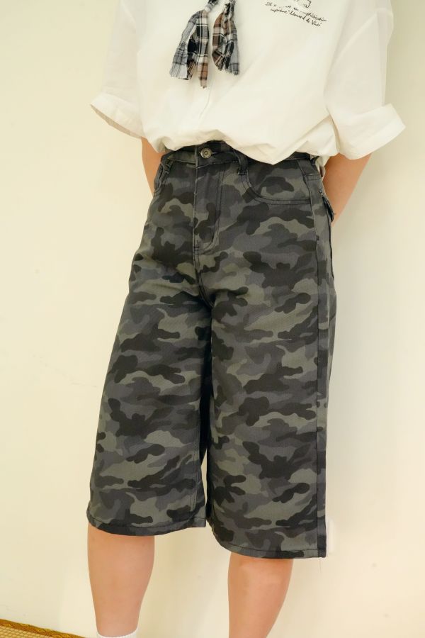 潮流迷彩七分褲 