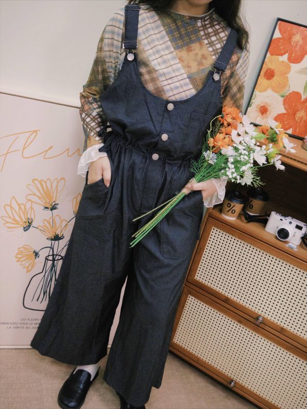 輕鬆自在抽腰背帶褲 