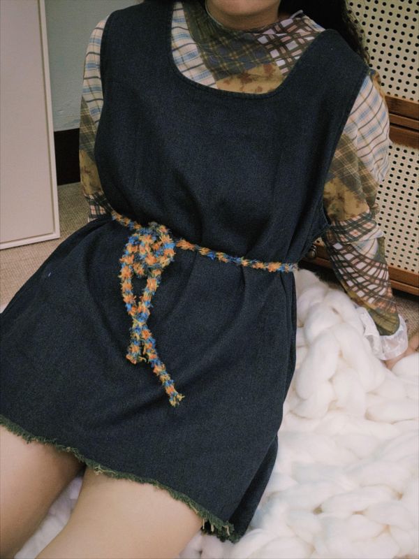 長版疊搭牛仔馬甲 