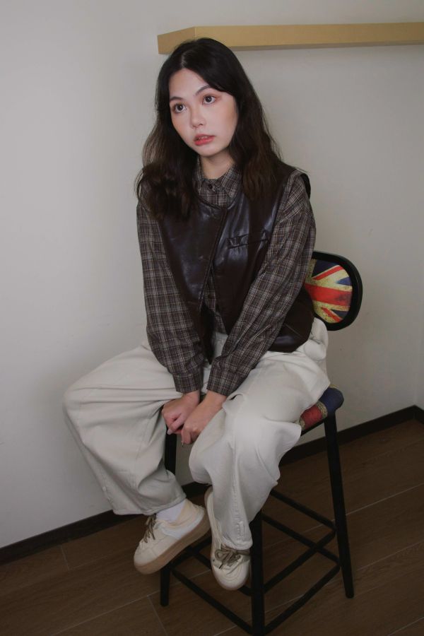 酷感時髦皮襯兩件套 