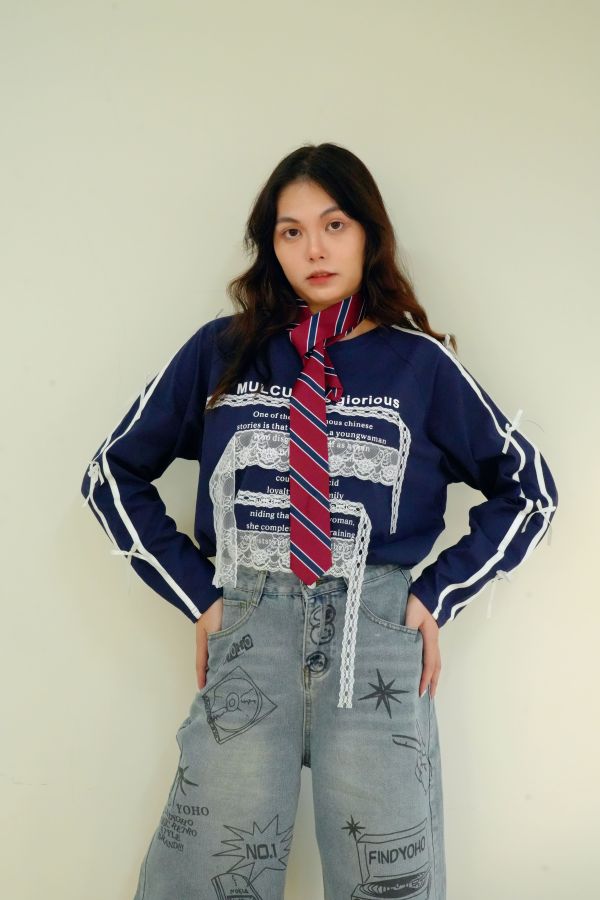 溫柔日常蕾絲拼色長袖 蕾絲拼色上衣, 長袖上衣, 百搭長袖, 女生長袖, 甜美上衣, 優雅上衣, 日常上衣, 氣質上衣, 舒適上衣, 文青長袖