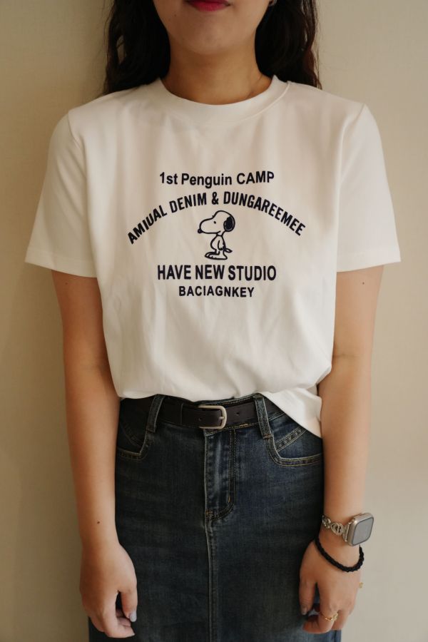 史努比短袖 史努比短袖、印花T恤、日系上衣、棉質短袖、百搭T恤、可愛上衣、日系穿搭、休閒短袖、女裝T恤、趣味印花