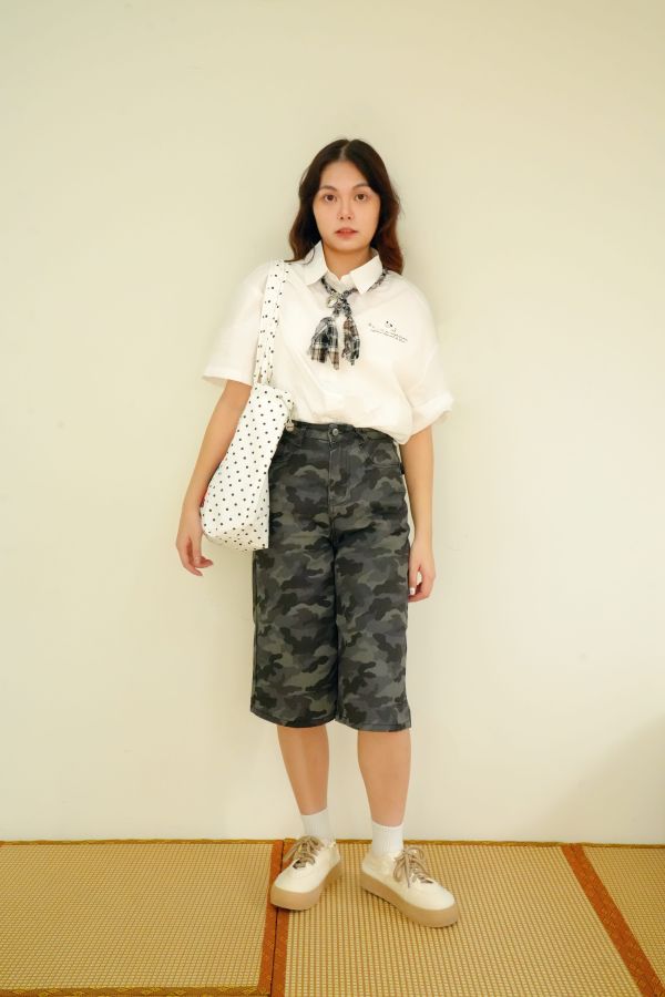 潮流迷彩七分褲 